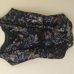 White House Black market large camisole adjustable straps Navy black mini sequin